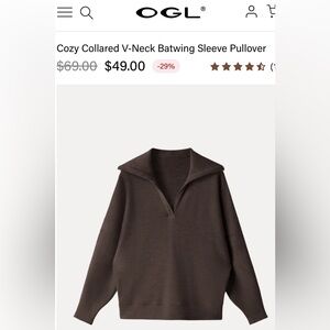 NWT OGL collard V-Neck pullover